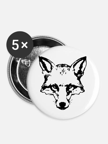 fox_head - Buttons groß 56 mm (5er Pack) - Weiß