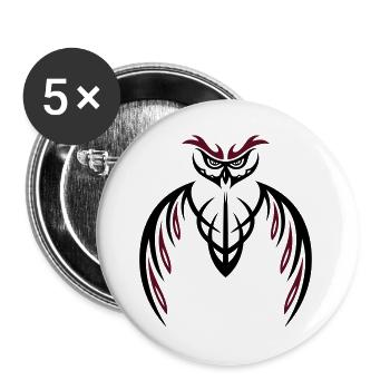 Large Owl Tribal & Tattoo Style. - Buttons large 2.2''/56 mm (5-pack) - white - Front