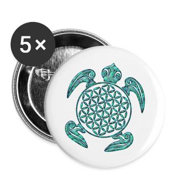 Flower of Life - Turtle 1 - Buttons groß 56 mm (5er Pack) - Weiß - Vorne