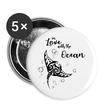 In Love with the Ocean - Buttons large 2.2''/56 mm (5-pack) - white - Front