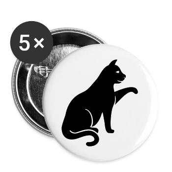 Chat - Lot de 5 grands badges (56 mm) - blanc - Devant