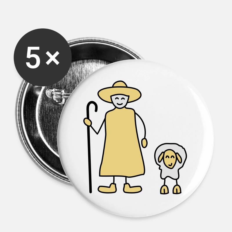 schaefer schafe tier beruf - Buttons groß 56 mm (5er Pack) - Weiß