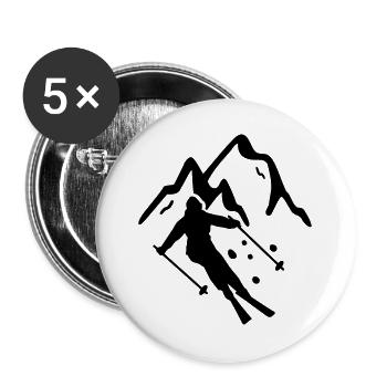 Skifahren - Buttons groß 56 mm (5er Pack) - Weiß - Vorne