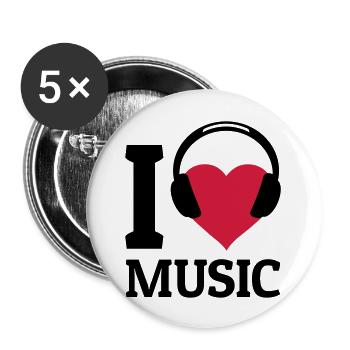I love Music - Buttons groß 56 mm (5er Pack) - Weiß - Vorne