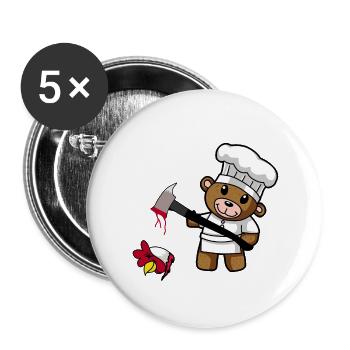 Teddy Bear Fantasy Horror Cook Meat Vegan Chicken - Lot de 5 grands badges (56 mm) - blanc - Devant