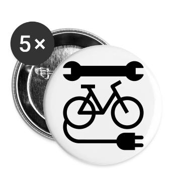 E-bike Werkstatt - Buttons groß 56 mm (5er Pack) - Weiß - Vorne