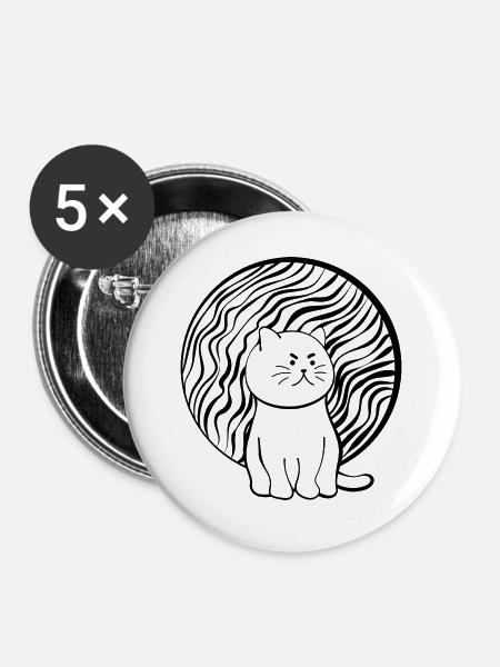 Happy Cat - Buttons groß 56 mm (5er Pack) - Weiß