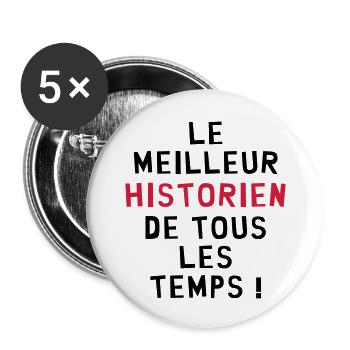 Histoire / Historien / Historienne / Ecole / Prof - Lot de 5 grands badges (56 mm) - blanc - Devant