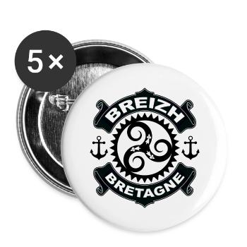 bretagne breizh triskel 14 - Lot de 5 grands badges (56 mm) - blanc - Devant