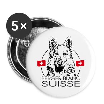 BERGER BLANC SUISSE Wilsigns Dog Portrait Dogs - Buttons large 2.2''/56 mm (5-pack) - white - Front
