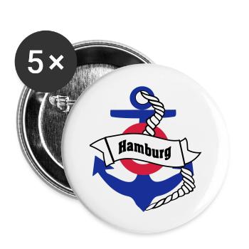 hamburg_1 - Buttons groß 56 mm (5er Pack) - Weiß - Vorne