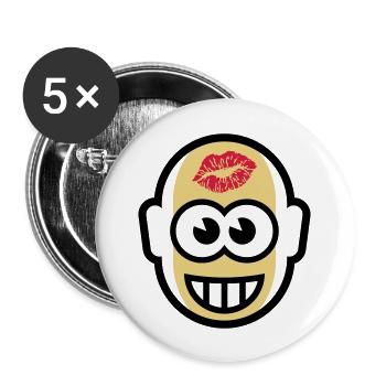 Glatzkopf Mit Kuss Auf Stirn (3C) - Buttons groß 56 mm (5er Pack) - Weiß - Vorne