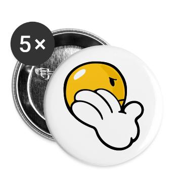 Smiley Anger Uninterested - Buttons groß 56 mm (5er Pack) - Weiß - Vorne
