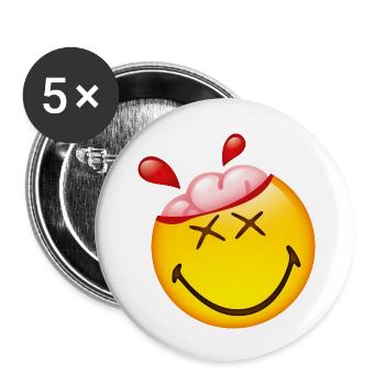 Smiley Glossy Happy Brain - Lot de 5 grands badges (56 mm) - blanc - Devant