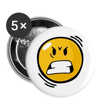 Smiley Anger - Lot de 5 grands badges (56 mm) - blanc - Devant