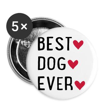 Hund - Buttons groß 56 mm (5er Pack) - Weiß - Vorne