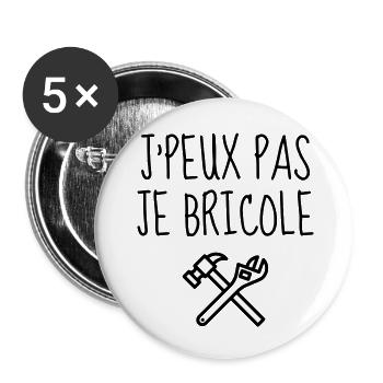 DIY - Do it yourself - Bricoalge - Handyman - Dad - Buttons large 2.2''/56 mm (5-pack) - white - Front