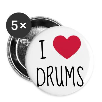 Schlagzeug Schlagzeuger Musik Musiker Musikerin - Buttons groß 56 mm (5er Pack) - Weiß - Vorne