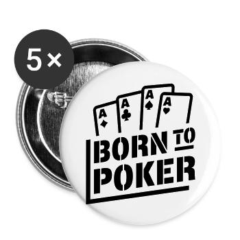 Born to Poker (lettering) - Buttons large 2.2''/56 mm (5-pack) - white - Front