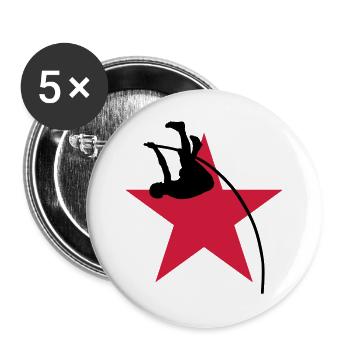 Stabhochsprung Stabhochsprunger Sport Sportler - Buttons groß 56 mm (5er Pack) - Weiß - Vorne