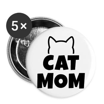 Cat Mom - Buttons groß 56 mm (5er Pack) - Weiß - Vorne