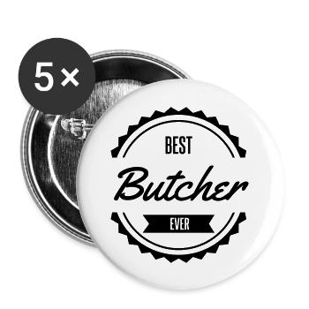 best butcher Metzger boucher - Lot de 5 grands badges (56 mm) - blanc - Devant