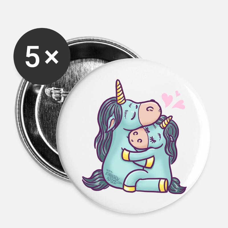 unicorns in love - Buttons large 2.2''/56 mm (5-pack) - white