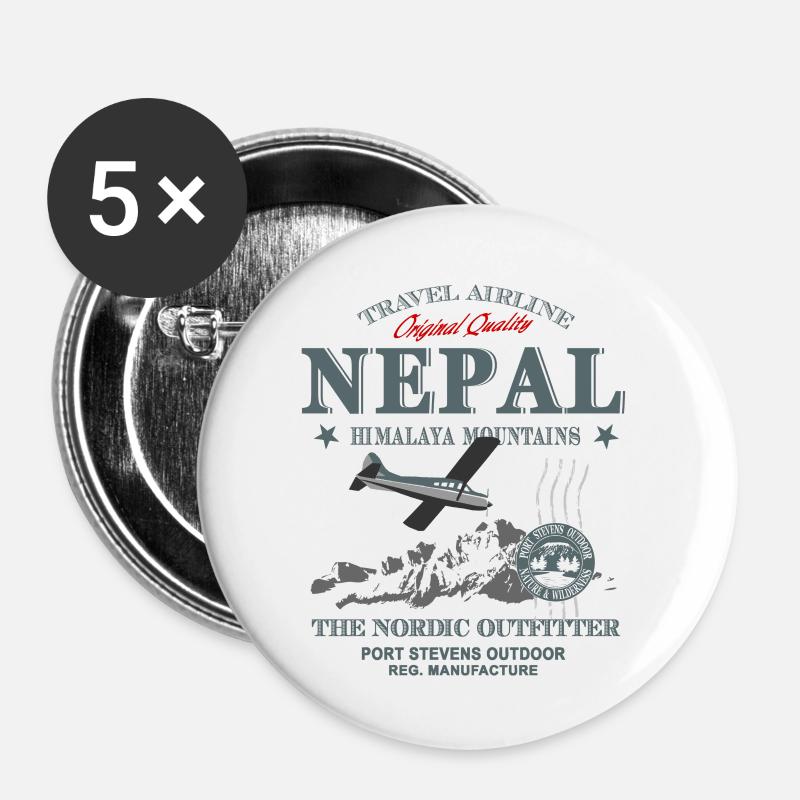 Nepal - Buttons groß 56 mm (5er Pack) - Weiß