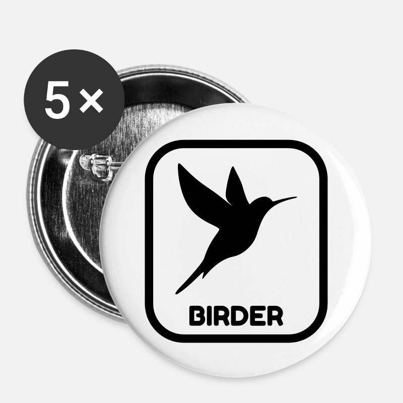 Vogel / Vogelbeobachtung / Birding / Birder - Buttons groß 56 mm (5er Pack) - Weiß