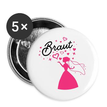 junggesellinnenabschied braut - Buttons groß 56 mm (5er Pack) - Weiß - Vorne