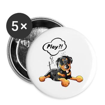 Drôle Rottweiler - Lot de 5 grands badges (56 mm) - blanc - Devant