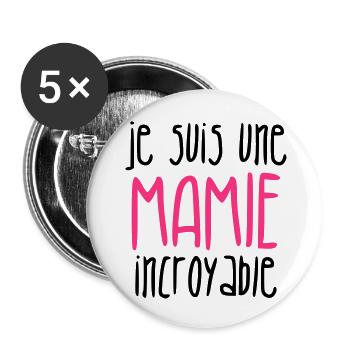 Großmütter / Oma / Mami / Großmutter / Mamy - Buttons groß 56 mm (5er Pack) - Weiß - Vorne