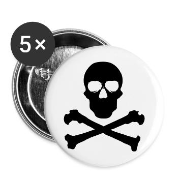 Skull - Buttons groß 56 mm (5er Pack) - Weiß - Vorne