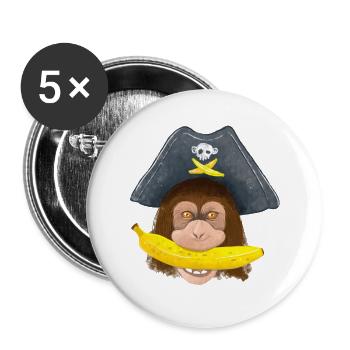 En route BANANAS Pirate chimpanzé - Lot de 5 grands badges (56 mm) - blanc - Devant