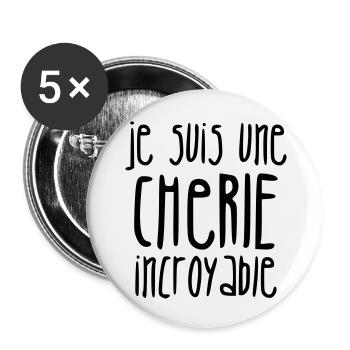 Chéri Love Chérie Amour Femme Mari Valentin - Buttons large 2.2''/56 mm (5-pack) - white - Front