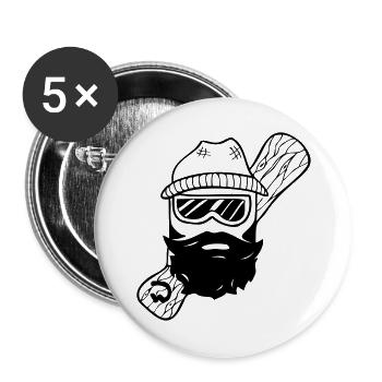 Bordure en bois barbue cool pour chemises et sweats à capuche - Lot de 5 grands badges (56 mm) - blanc - Devant