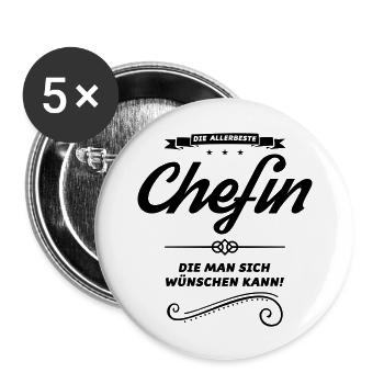 chefin allerbeste - Buttons groß 56 mm (5er Pack) - Weiß - Vorne