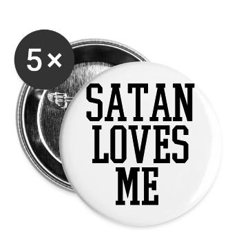 satan loves me - Buttons groß 56 mm (5er Pack) - Weiß - Vorne