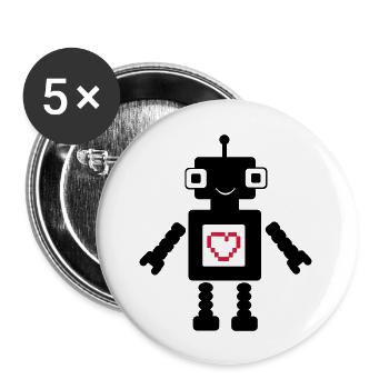 roboter_love_02 - Lot de 5 grands badges (56 mm) - blanc - Devant