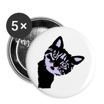 Cat, cute kitten - 2 colors - Lot de 5 grands badges (56 mm) - blanc - Devant