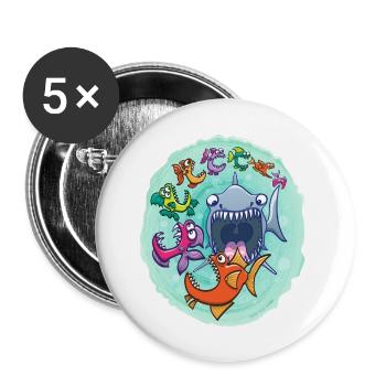 Les gros poissons mangent les petits et vice-versa - Lot de 5 grands badges (56 mm) - blanc - Devant