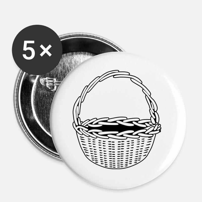 Korb - schwarz-weiß - einfärbbar - Buttons groß 56 mm (5er Pack) - Weiß