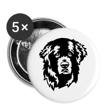 Terre-Neuve tête - Lot de 5 grands badges (56 mm) - blanc - Devant