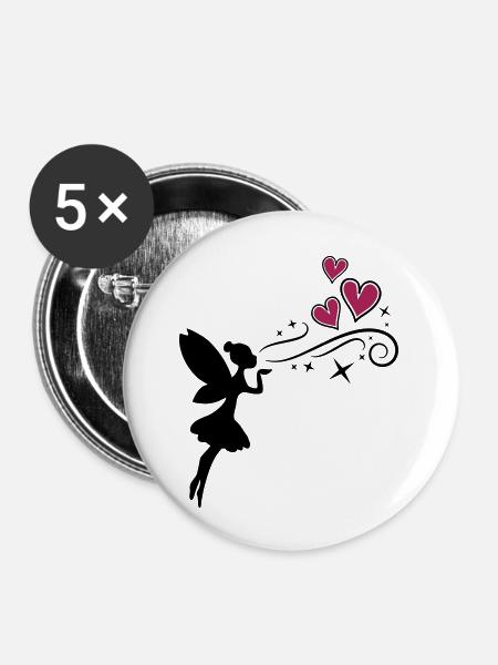 fairy fee hearts - Buttons groß 56 mm (5er Pack) - Weiß