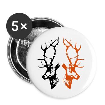 hirsche - Buttons groß 56 mm (5er Pack) - Weiß - Vorne