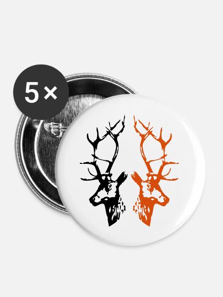 hirsche - Buttons groß 56 mm (5er Pack) - Weiß