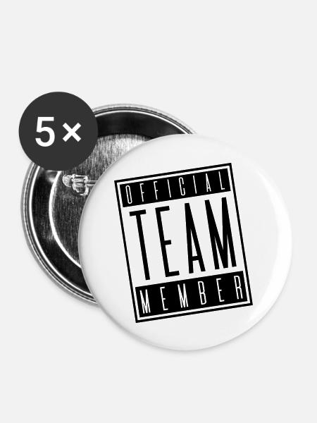 team member official - Buttons groß 56 mm (5er Pack) - Weiß