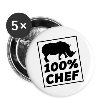 chef nashorn - Buttons groß 56 mm (5er Pack) - Weiß - Vorne