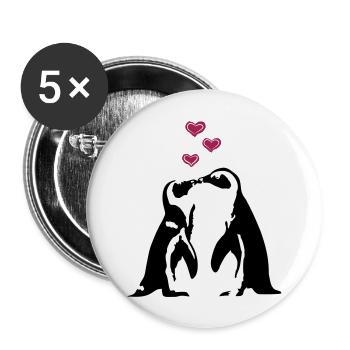 Verliebte Pinguine - Buttons groß 56 mm (5er Pack) - Weiß - Vorne