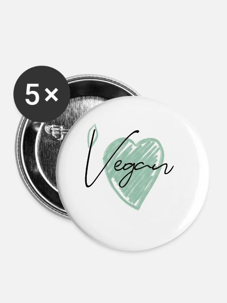 Vegan - Buttons groß 56 mm (5er Pack) - Weiß